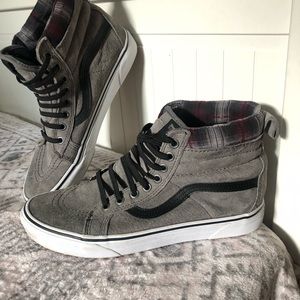 Vans Hi-Tops Gray with Red/Blue Plaid